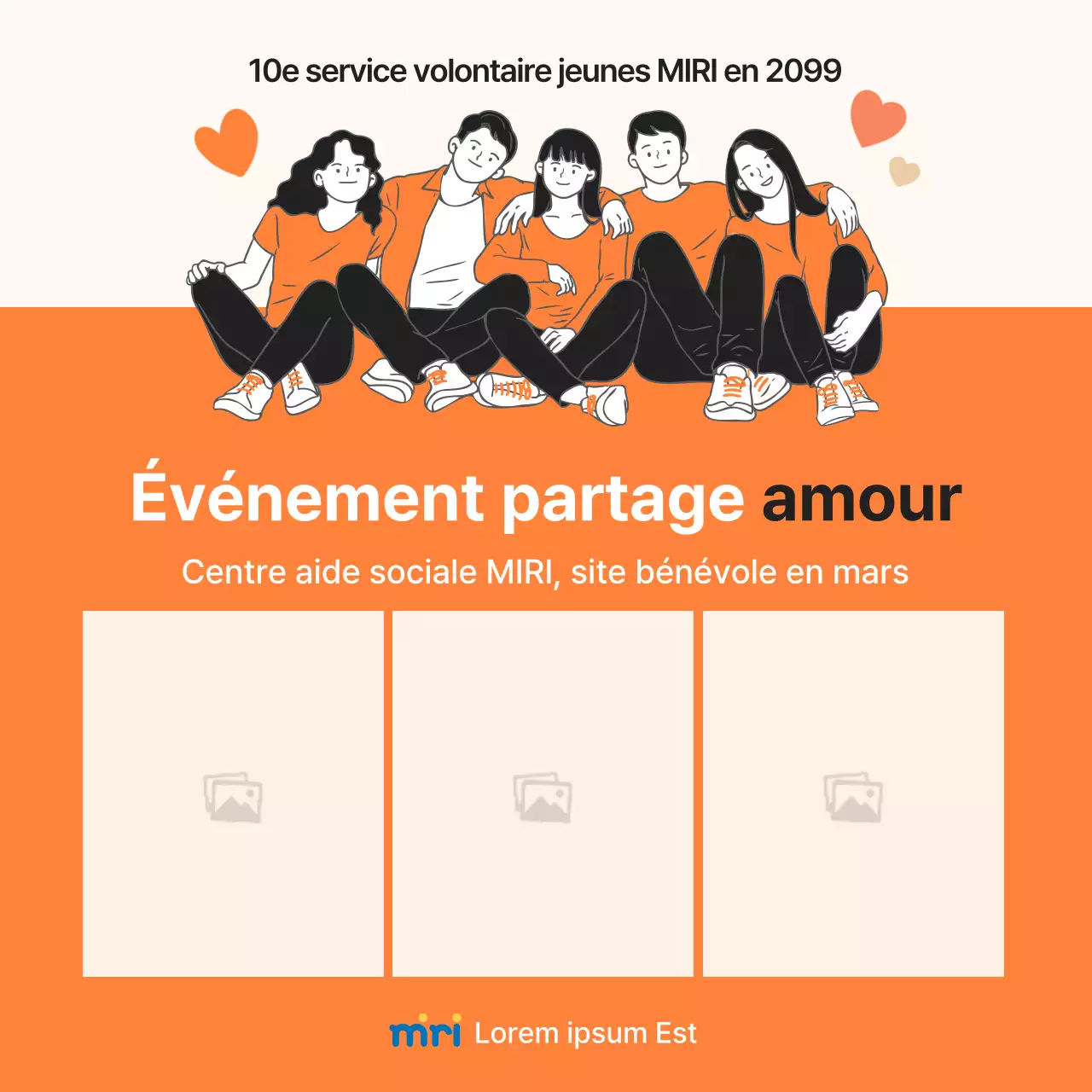 Une campagne de sensibilisation minimaliste orange et blanche pour partager l'amour