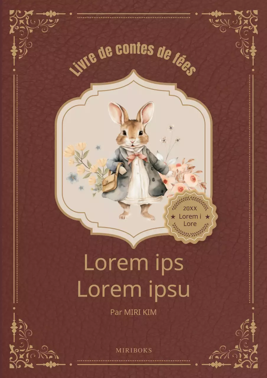 Couverture de livre d'enfant vintage en marron et or