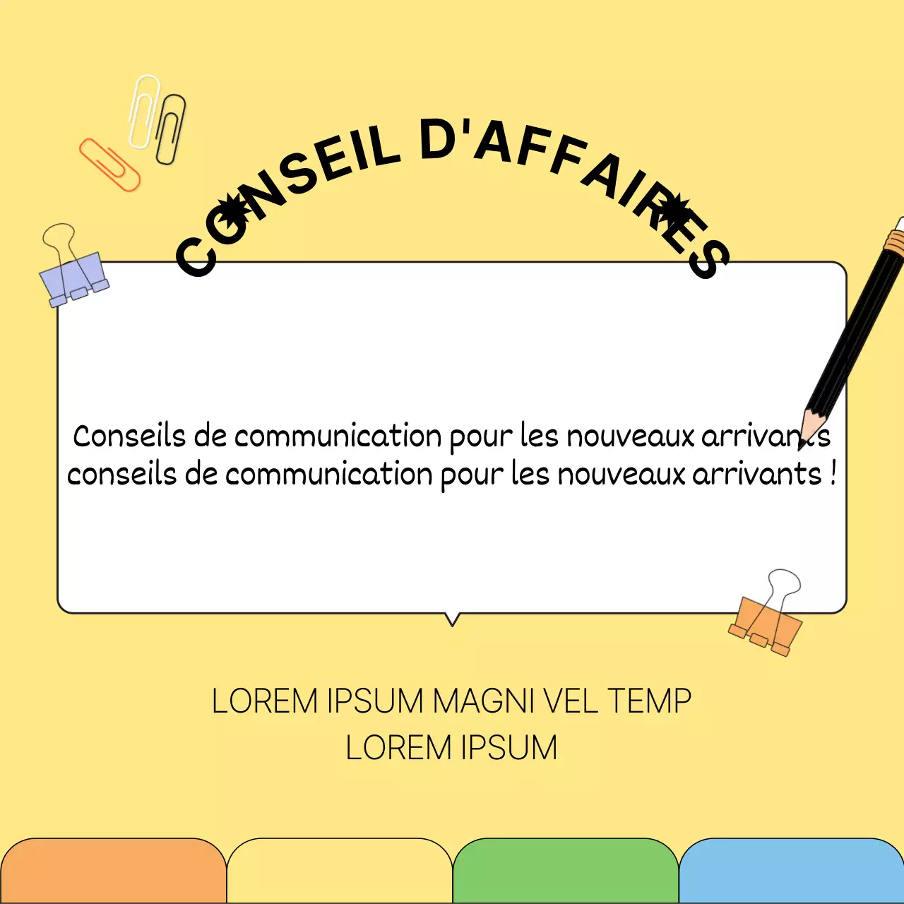 Conseils commerciaux simples en jaune et noir