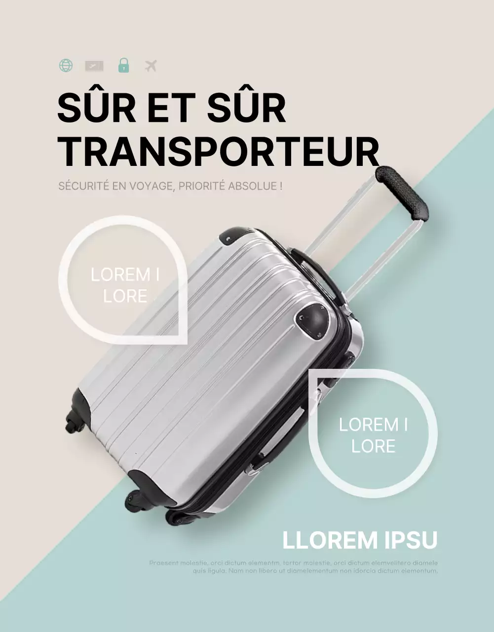 Promouvoir un produit de transport simple en menthe et ivoire
