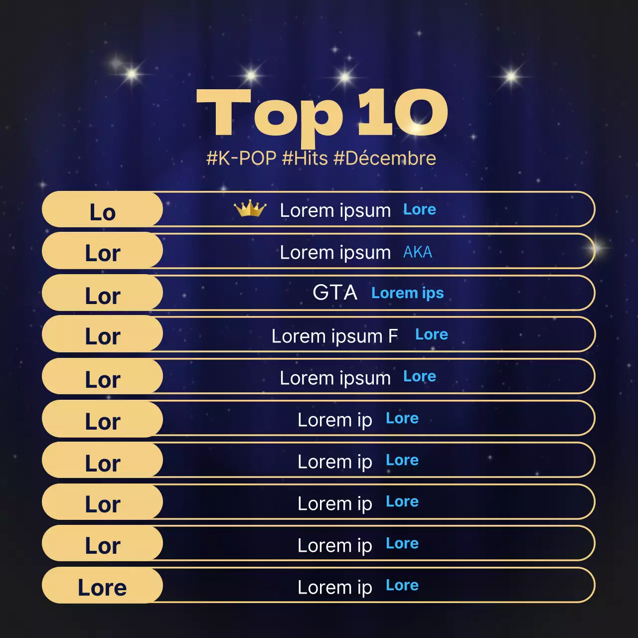 Contenu luxueux en or et bleu marine Informations de fin d'année