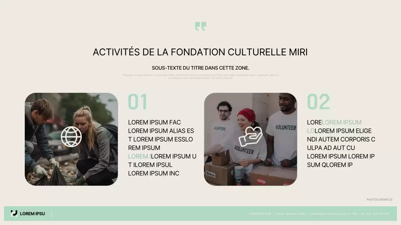 Un simple rapport d'activité publique en chartreuse et beige