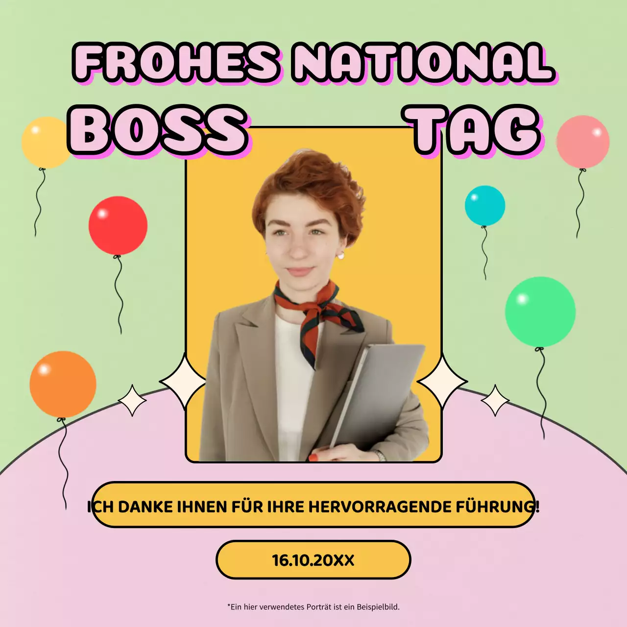 Limette und Flieder Kitsch Happy Boss Day Hinweis