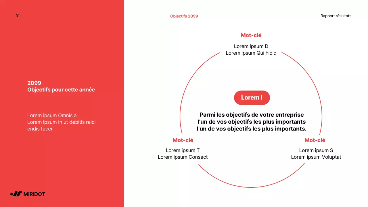 Rapport de performance de fin d'année simple avec des accents rouges
