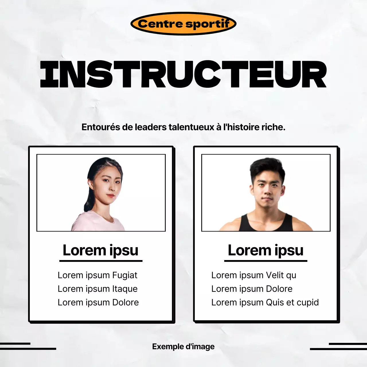 Annonce minimaliste de recrutement d'un club de football en noir et orange