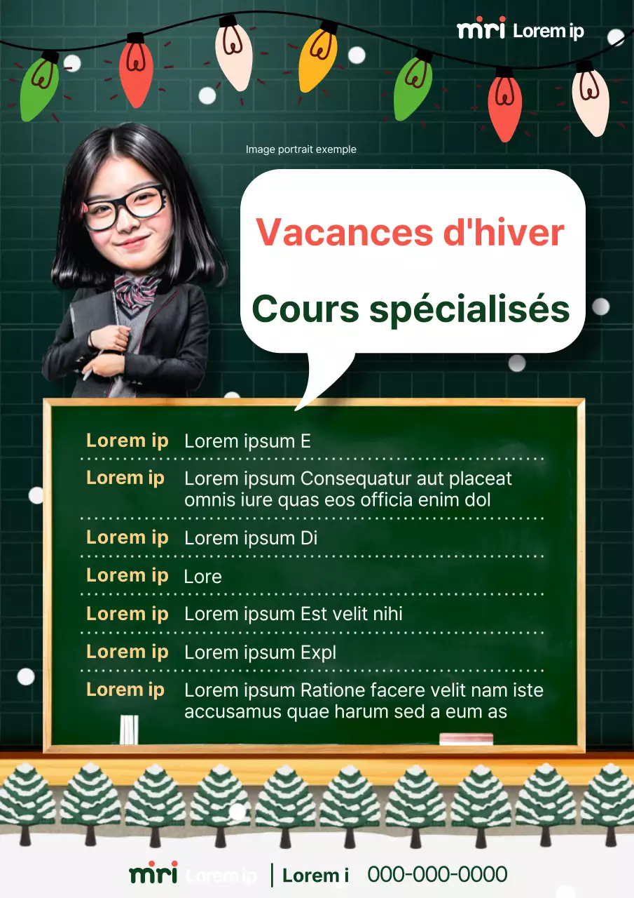 Promouvoir un cours simple sur les vacances d'hiver sur fond vert