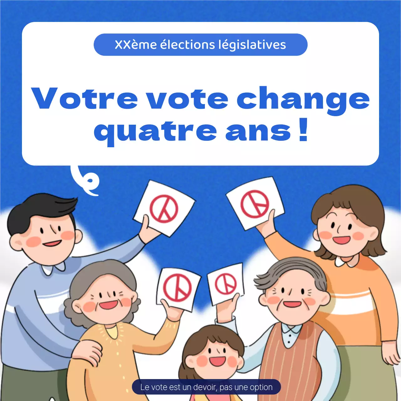 Promotion simple des élections et du vote en blanc et bleu
