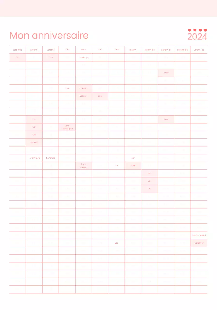 Concevoir un calendrier de chèques d'anniversaire sur le thème du rose