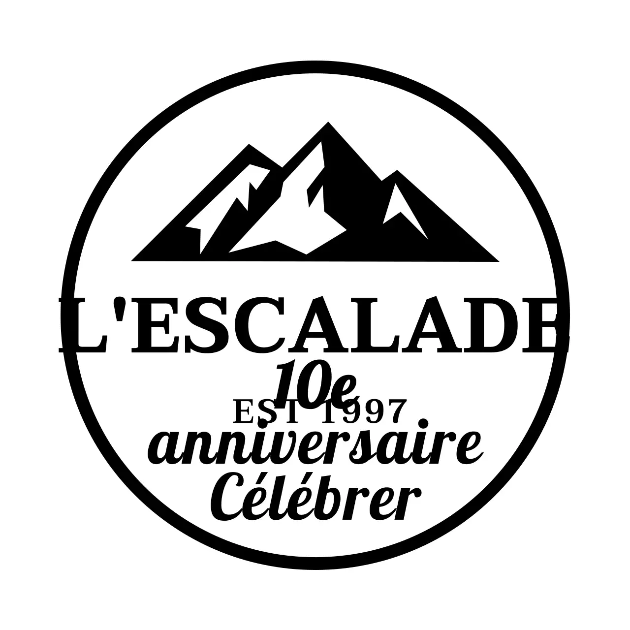 Un concept simple pour un club d'alpinisme avec des illustrations de montagnes et des polices de caractères avec empattement.