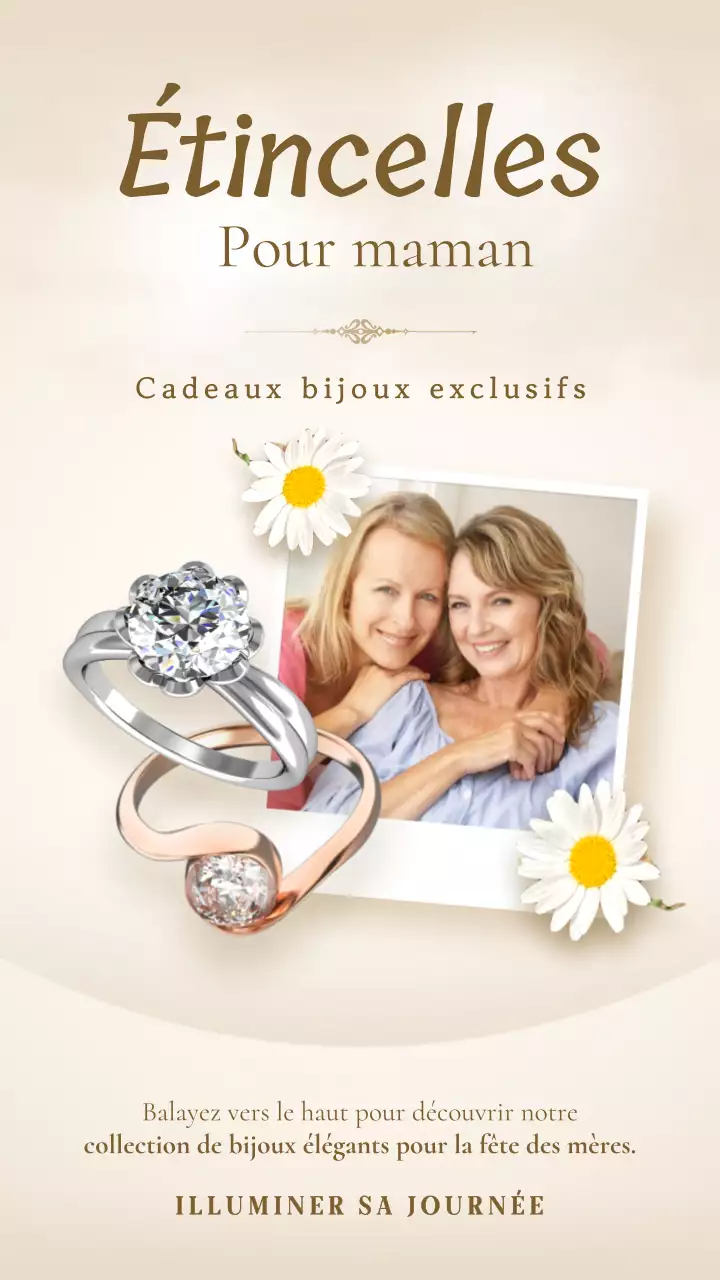 Beige and Yellow Elegant Mother's Day Jewelry Sale Advertisement