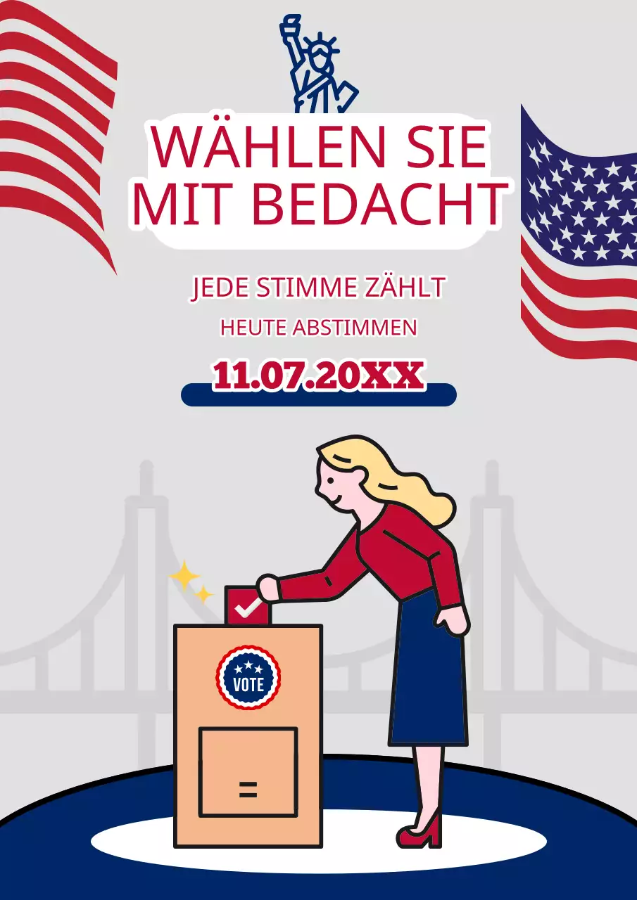 Graue und blaue einfache Wahltagsanzeige