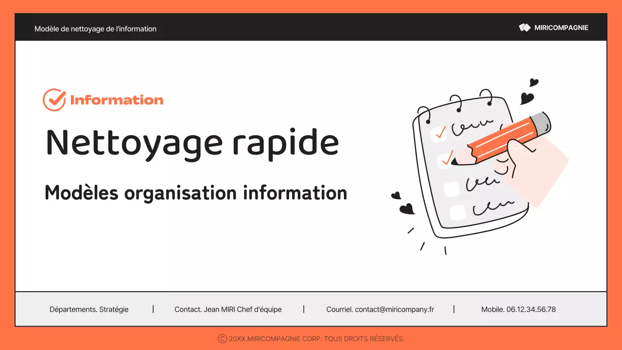 Un rapport simple, orange et noir, riche en informations