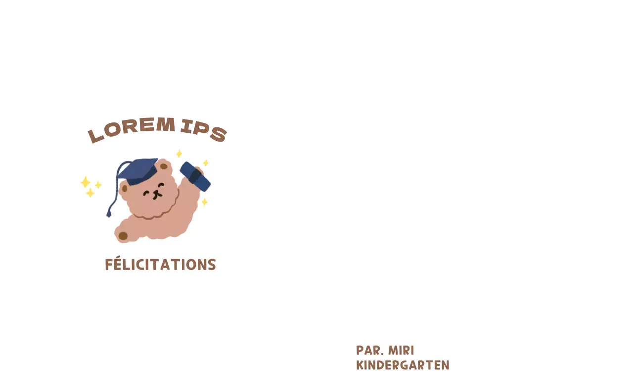 Un joli gribouillis de fin d'études avec l'empreinte de la main d'un ours en peluche