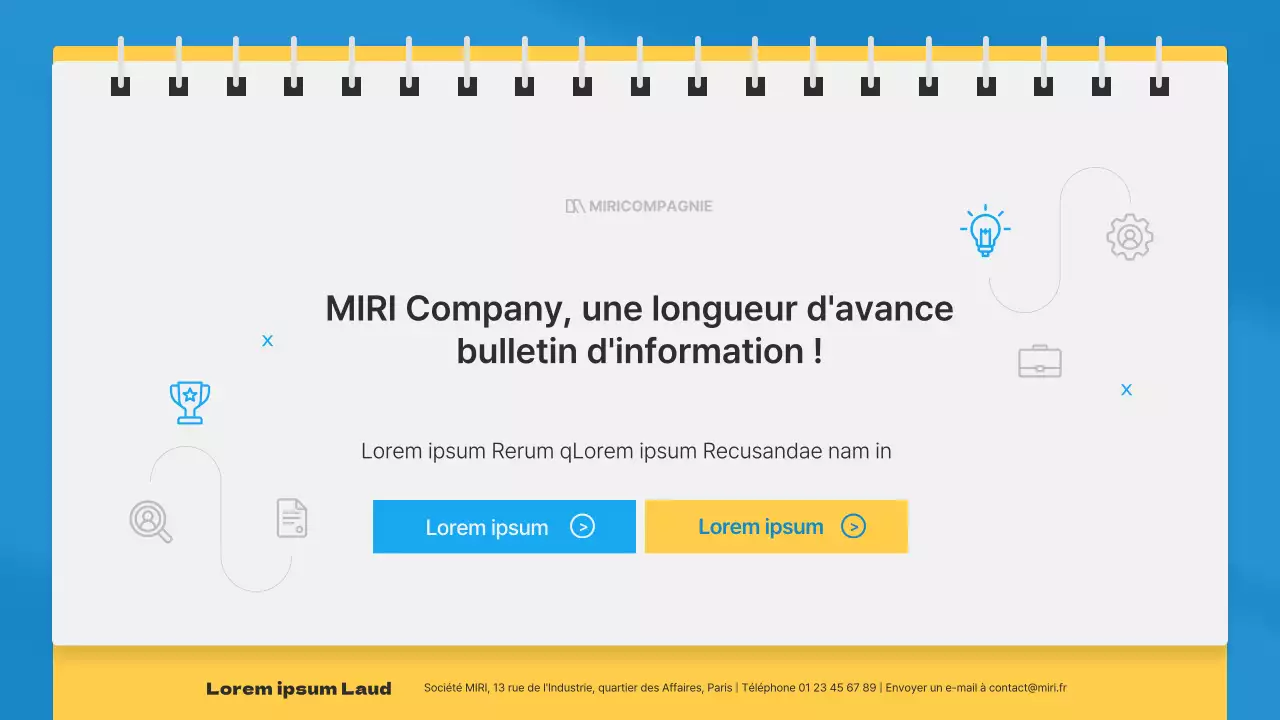 Lettre d'information mensuelle d'entreprise simple en bleu et jaune