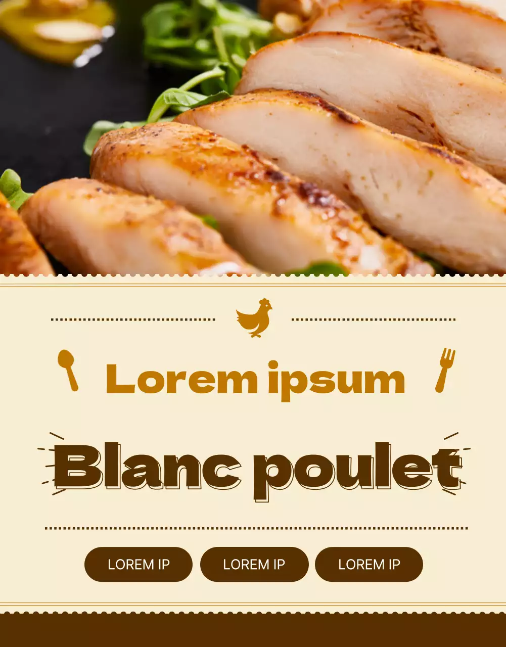 Promouvoir les poitrines de poulet vintage rissolées