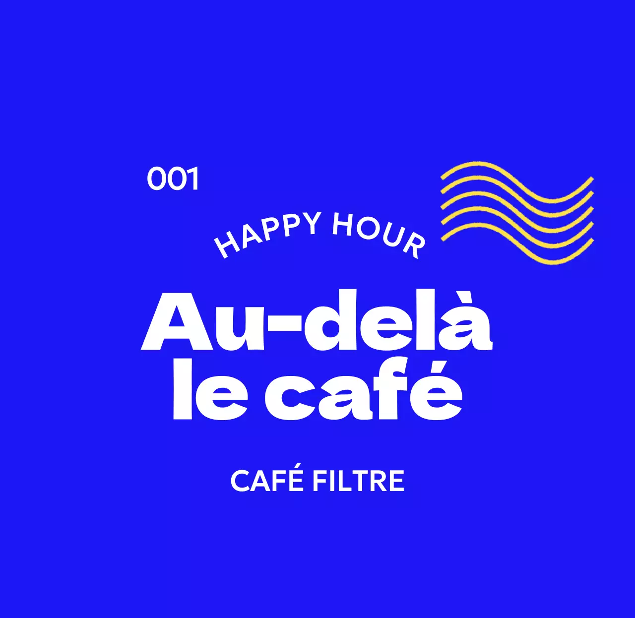 Marchandise simple de café avec texte incurvé et vagues jaunes