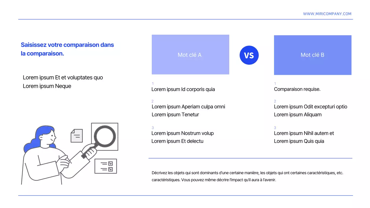 Un modèle simple de rapport d'organisation de l'information en bleu et blanc