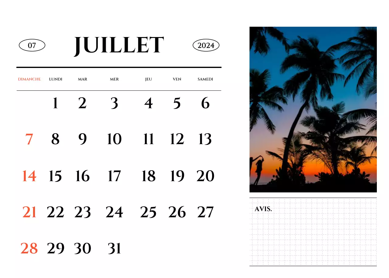 Un calendrier de style simple avec un concept de photographie de voyage émotionnel