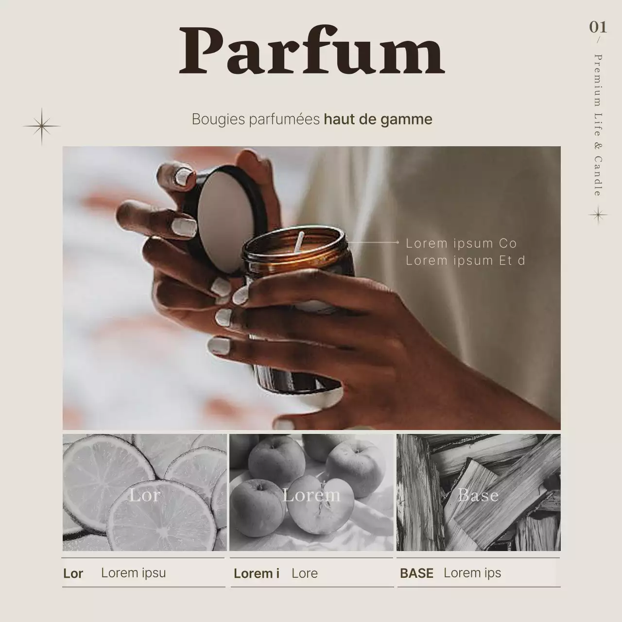 Promouvoir une simple bougie de couleur beige