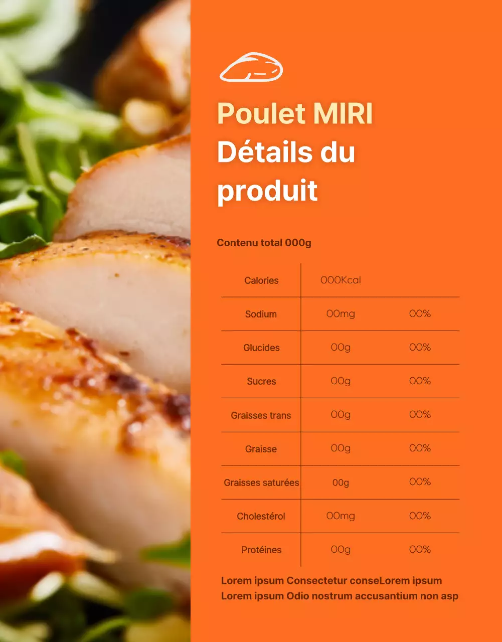 Promouvoir les blancs de poulet Simple Diet à l'orange et au marron