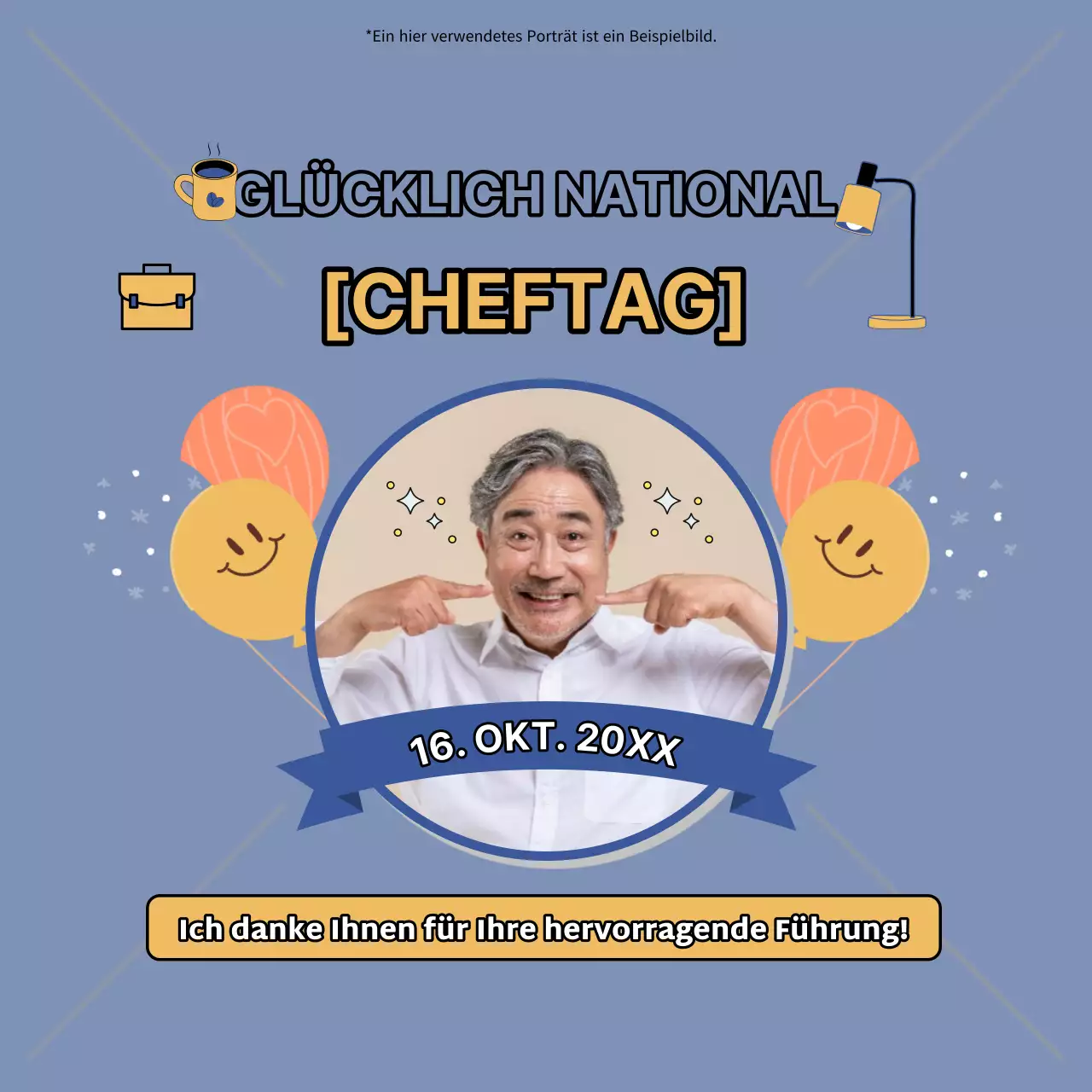 Himmelblau und beige einfache Happy Boss Day Notiz