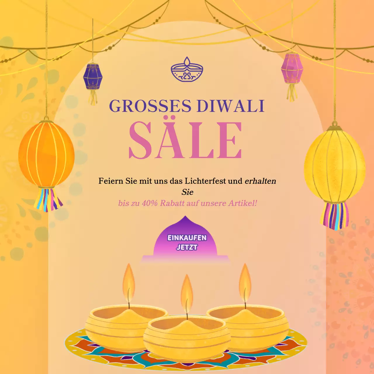 Gold und lila elegant Diwali Verkauf Aktion