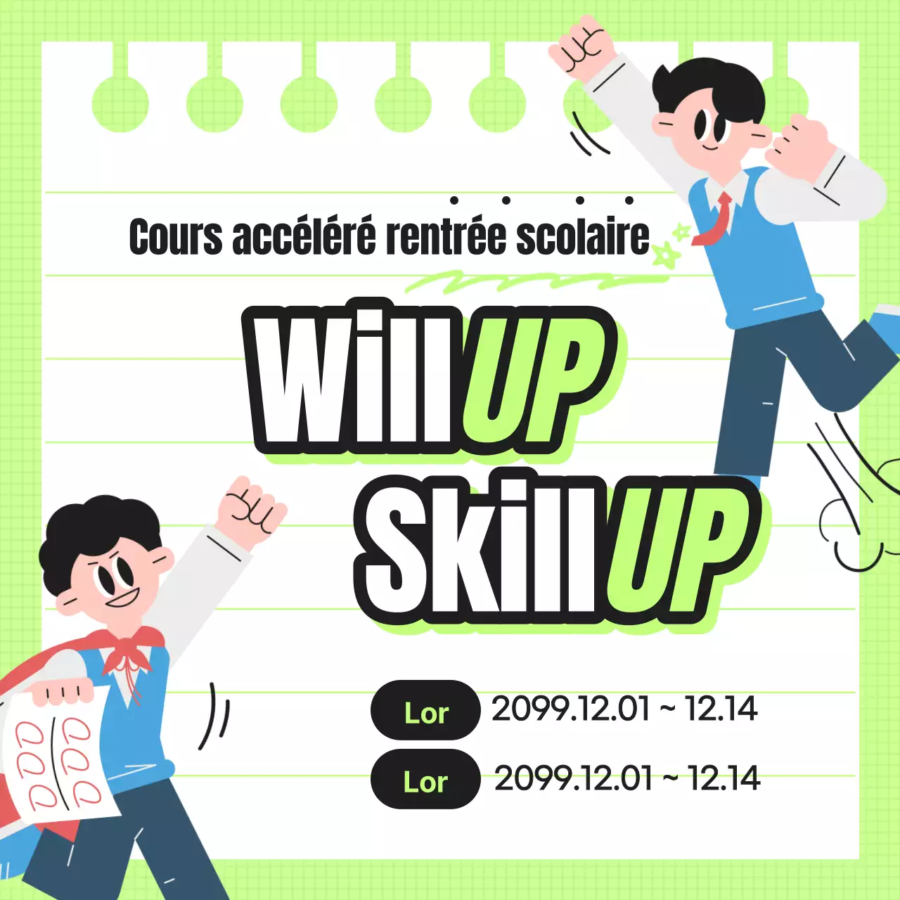 Promouvoir les offres spéciales pour la rentrée scolaire avec des accents vert lime