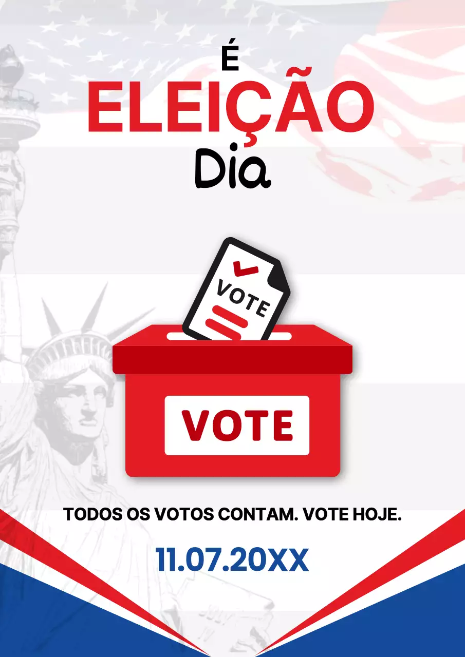 Anúncio de base branco e vermelho para o dia das eleições