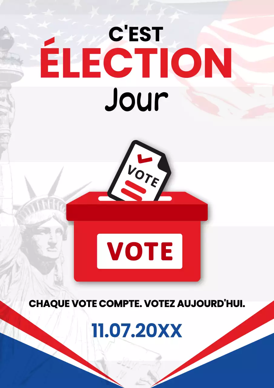 Avis de base blanc et rouge pour le jour de l'élection