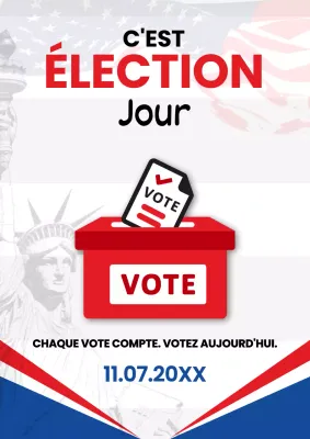 Avis de base blanc et rouge pour le jour de l'élection