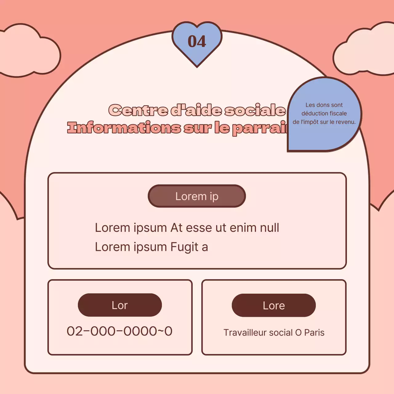 Un simple billet brun et rose pour la lettre d'information mensuelle du bureau d'aide sociale