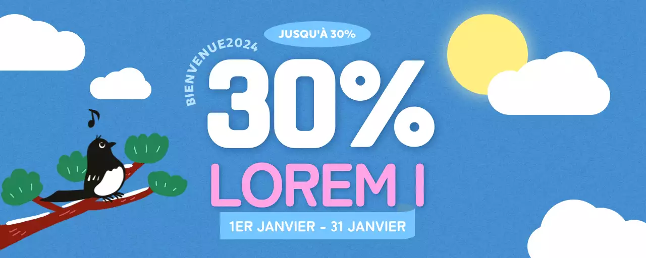 Annonce d'une vente d'illustrations bleues pour le Nouvel An