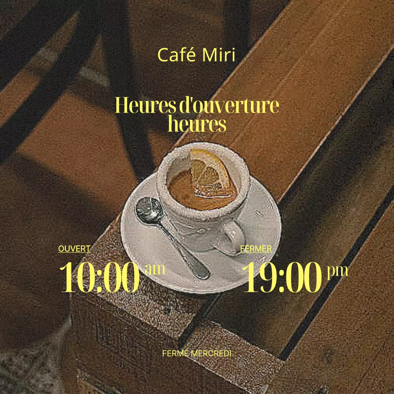 Poste de conception pour le propriétaire d'un café branché en jaune et noir