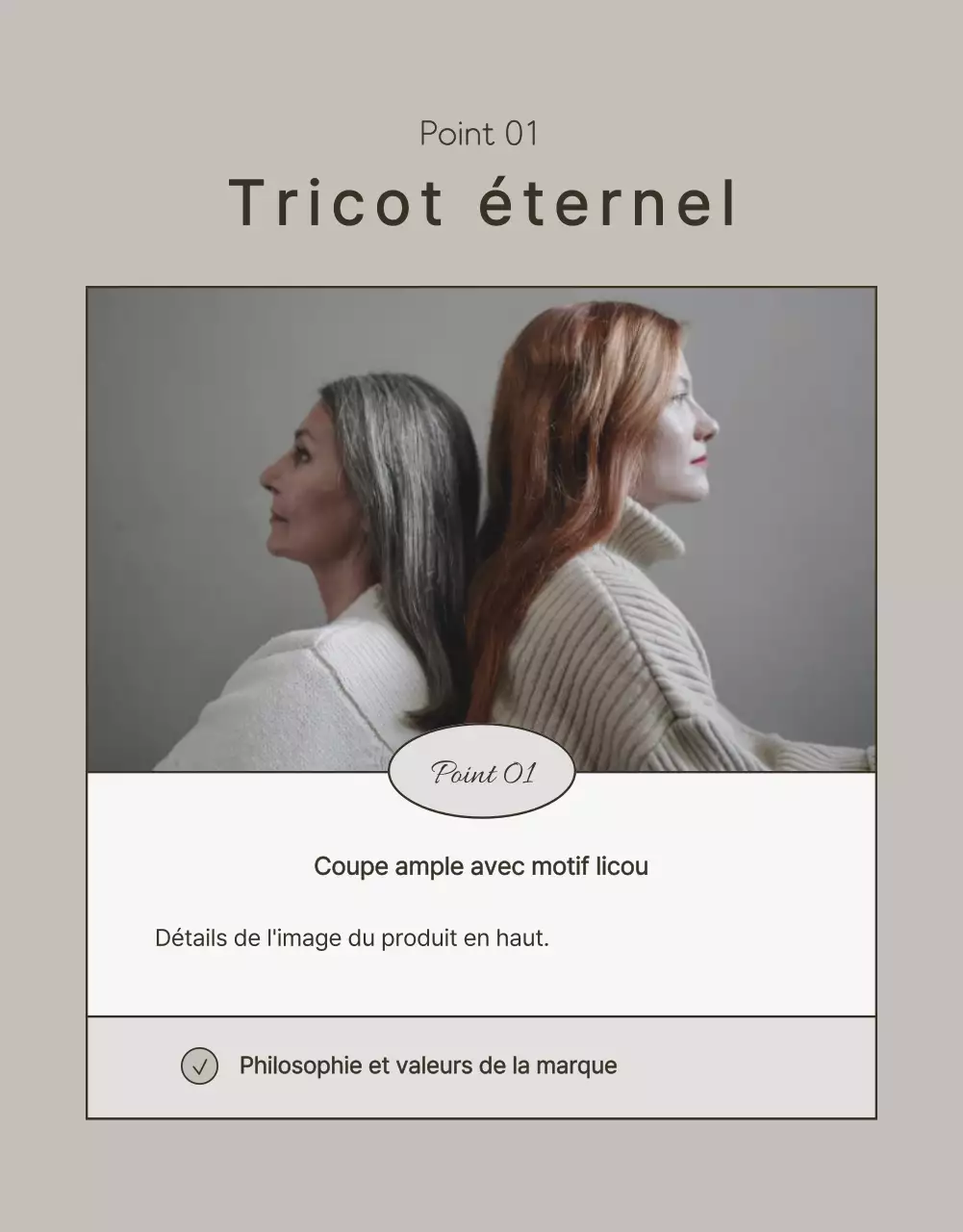 Publicité pour des tricots d'hiver modernes en beige et marron