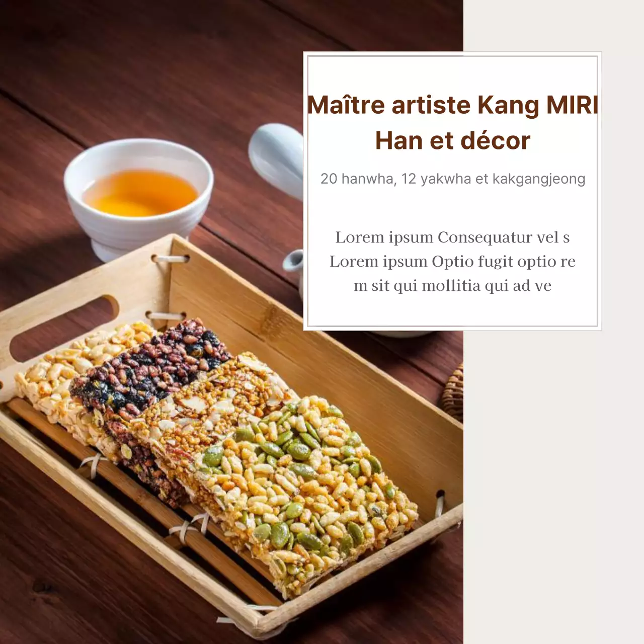 Publicité pour un simple coffret de Noël en hanwa beige et marron