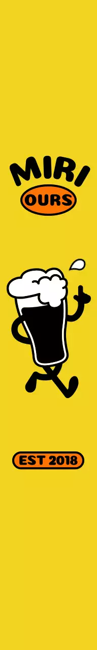 Restaurant de poulet avec un personnage de bière sur fond jaune