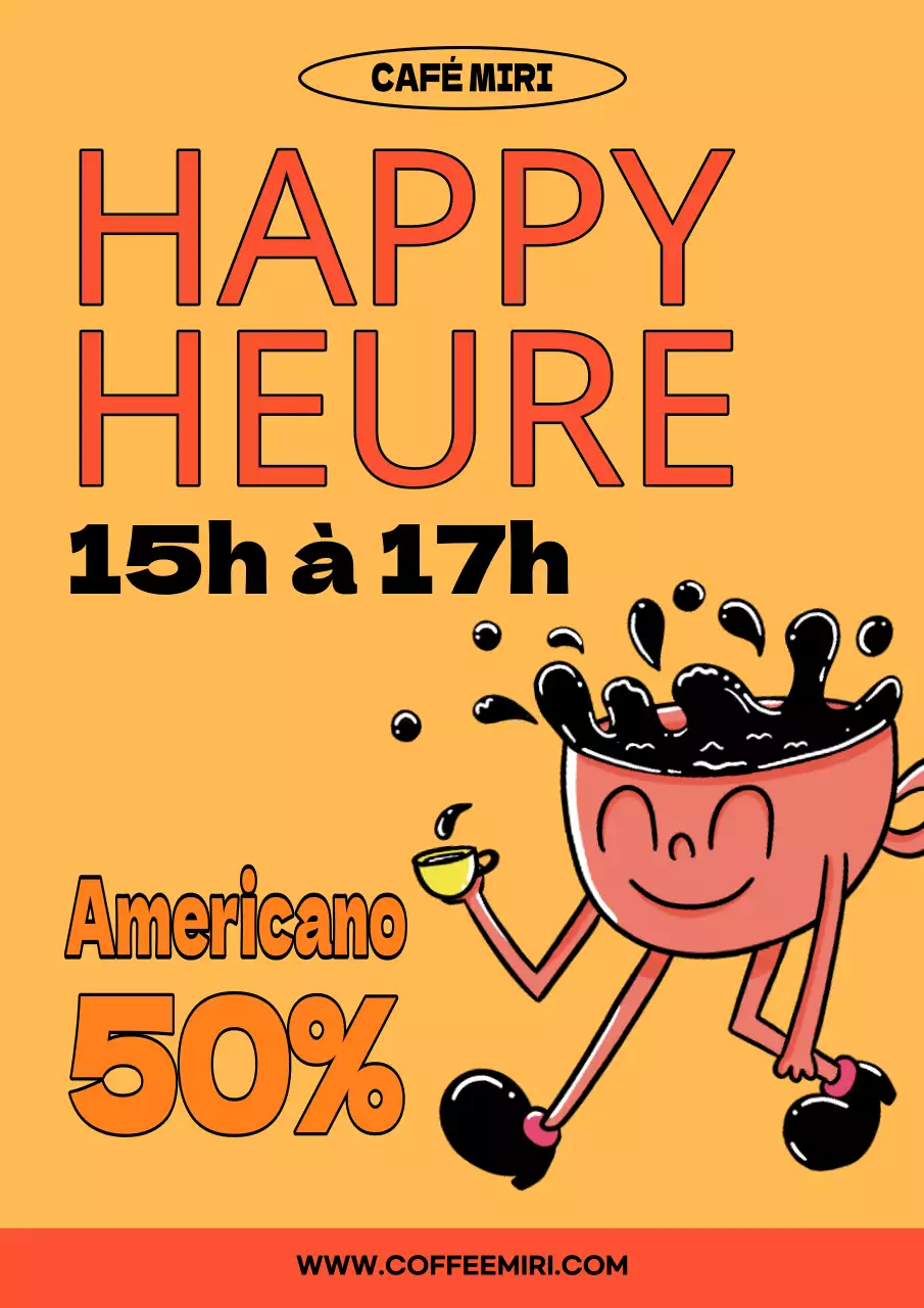 Promouvoir un événement dans un café orange et kitsch