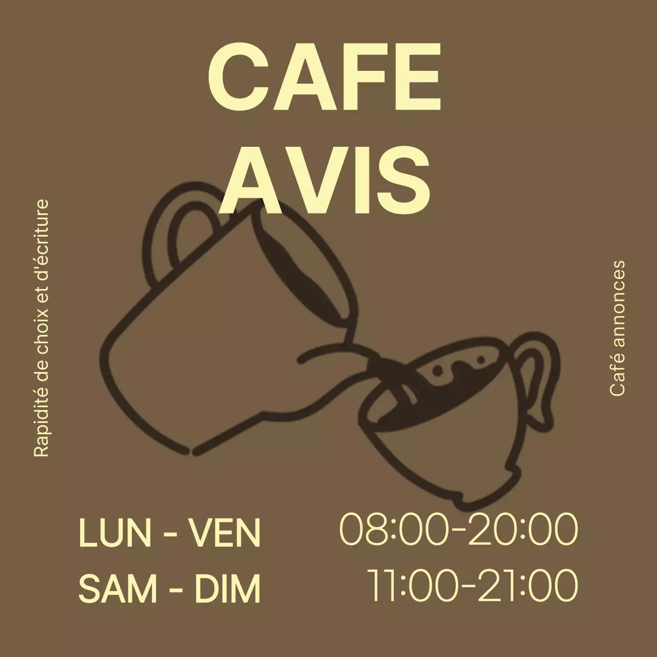 Avis simple de café en jaune et marron
