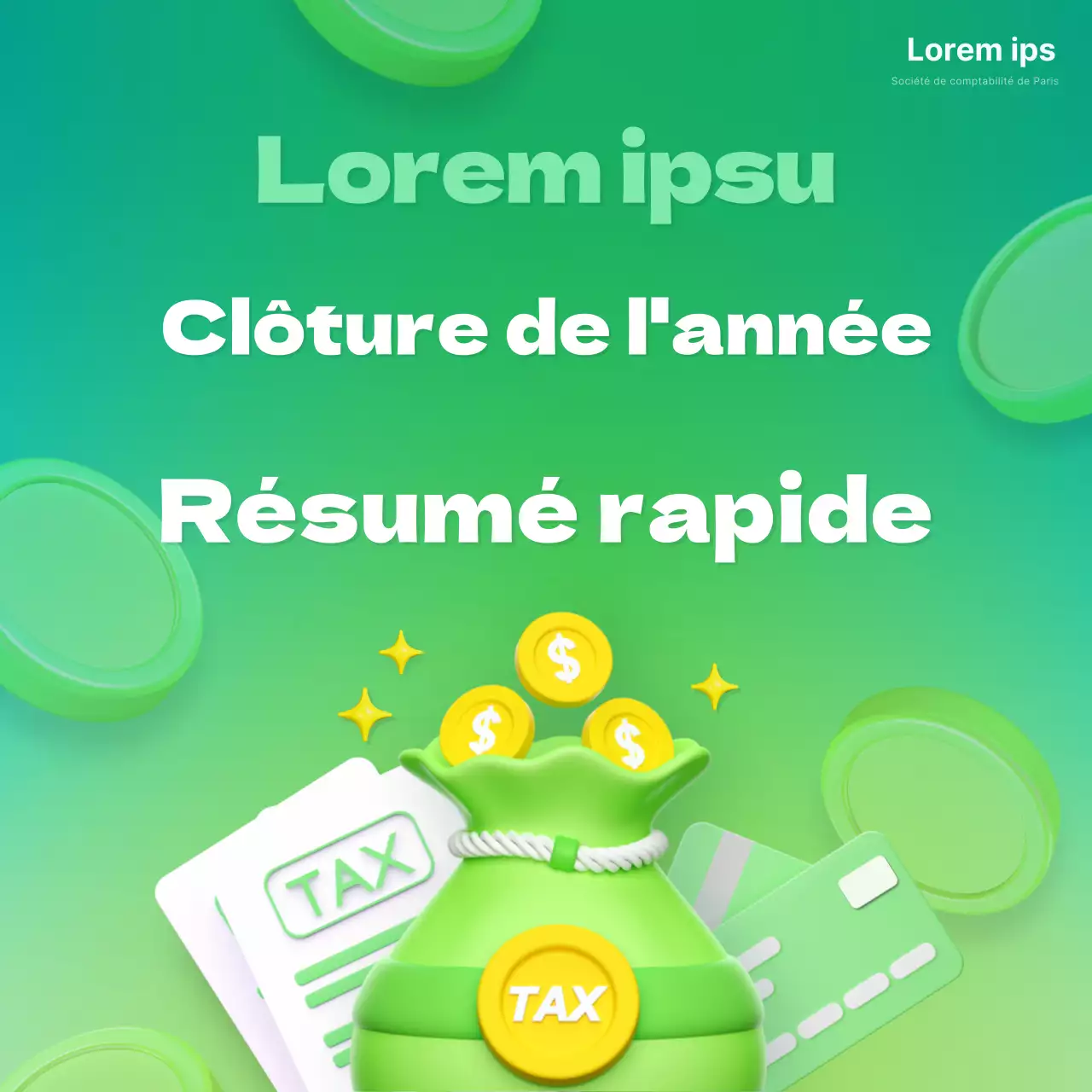 Explication moderne de la fin de l'exercice comptable sur fond vert