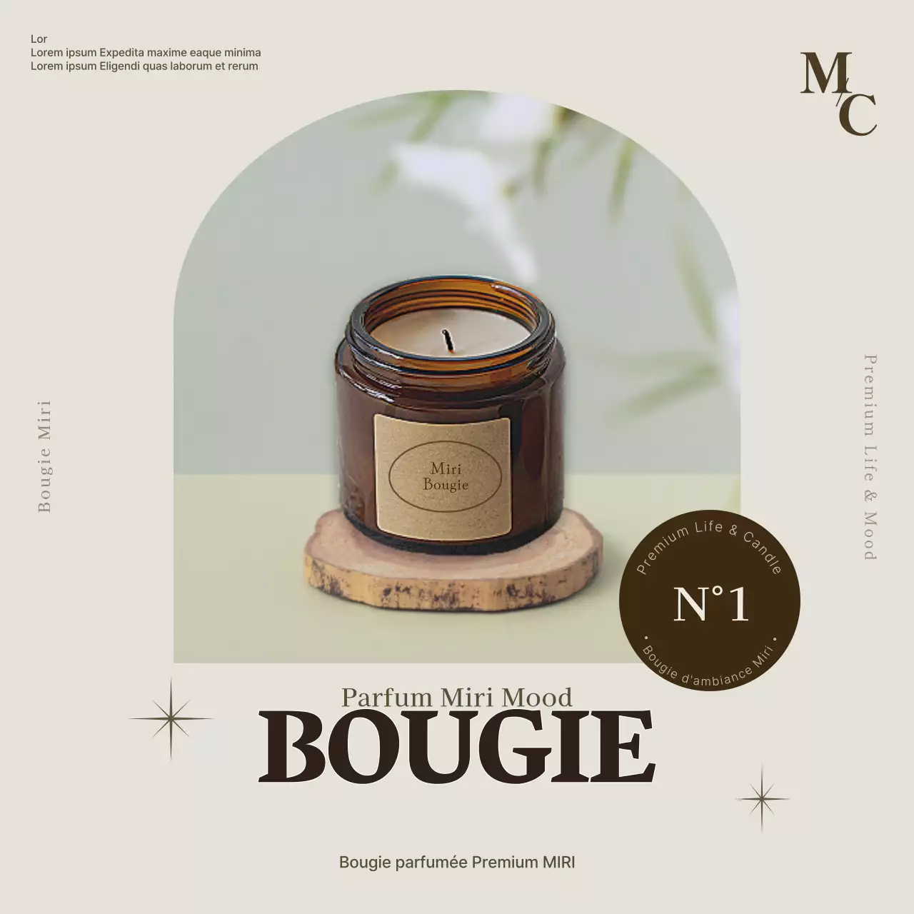 Promouvoir une simple bougie de couleur beige