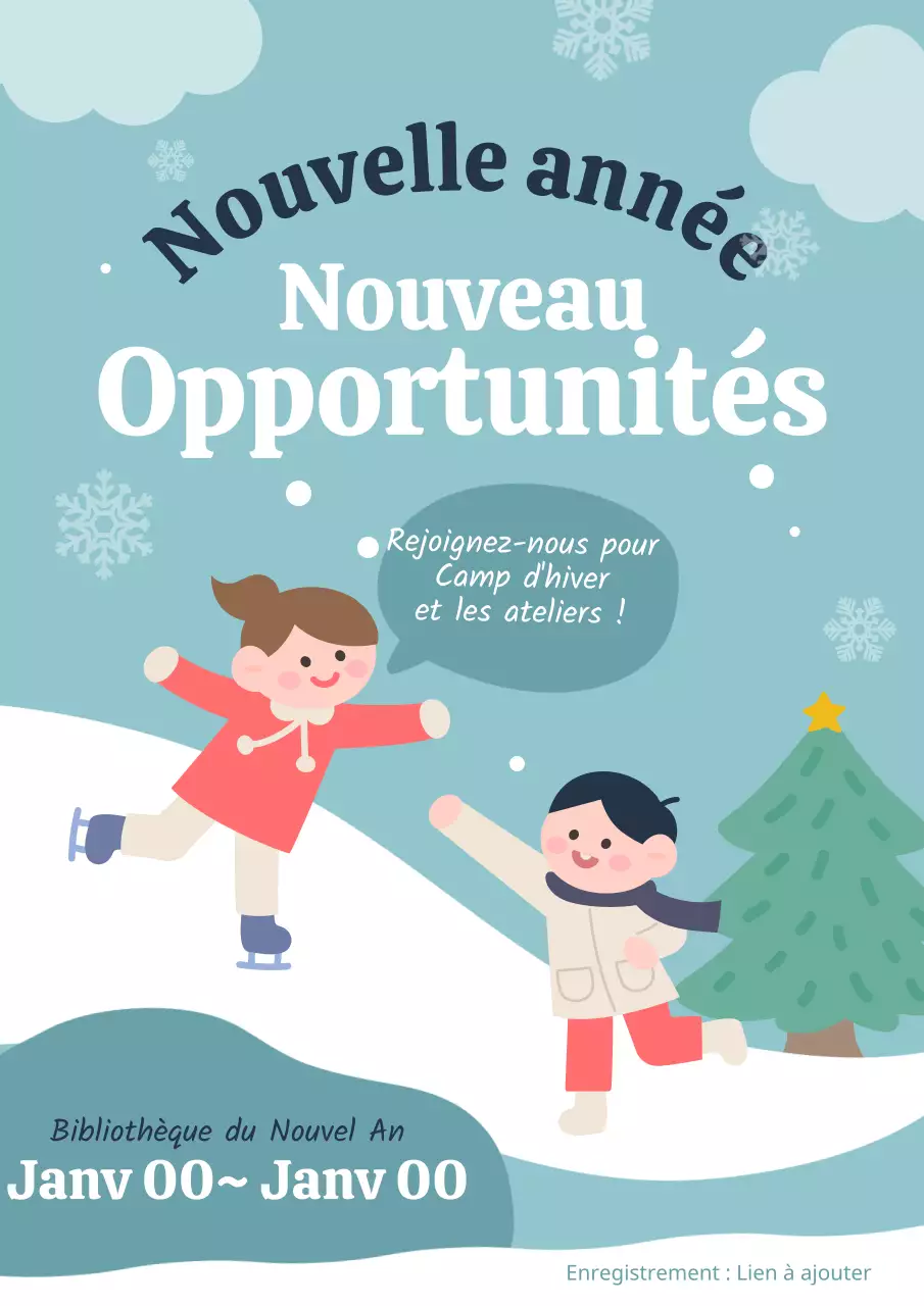 Promouvoir un camp d'hiver confortable en bleu clair