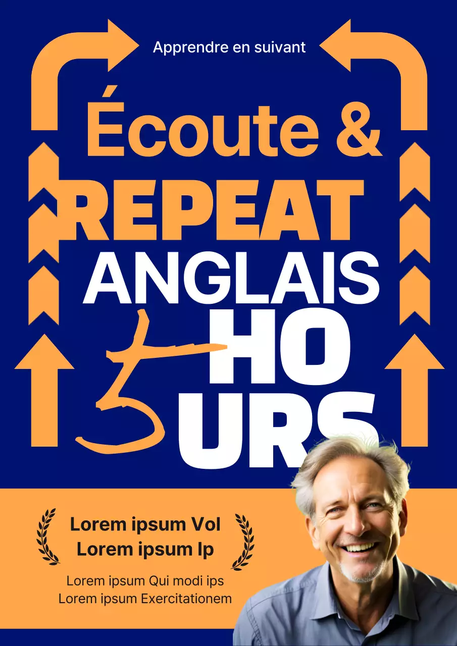 Couverture géométrique pour l'étude de l'anglais en bleu marine et orange