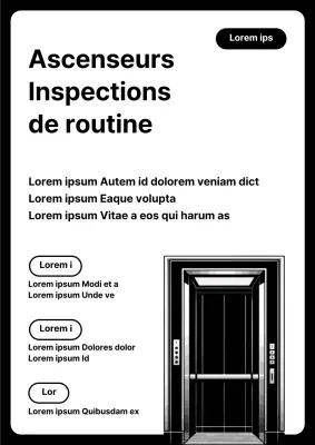 Avis de maintenance d'un ascenseur moderne en noir et blanc