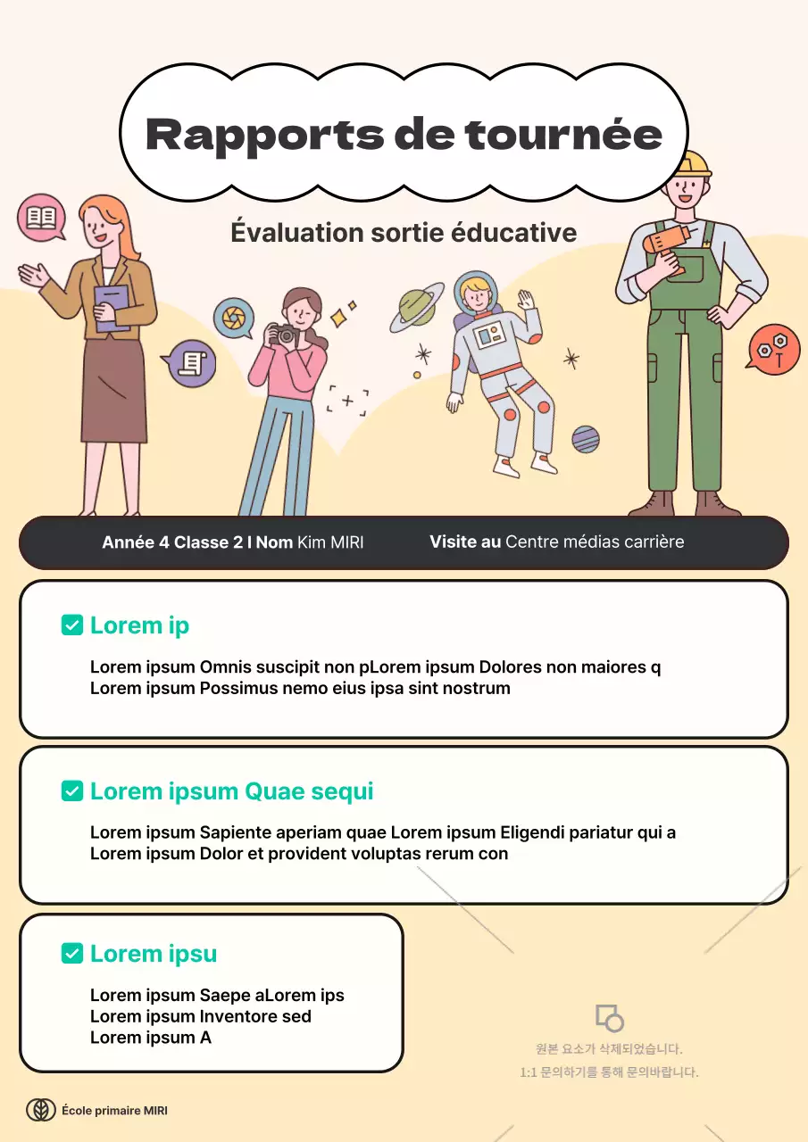 Rapport d'excursion simple en jaune