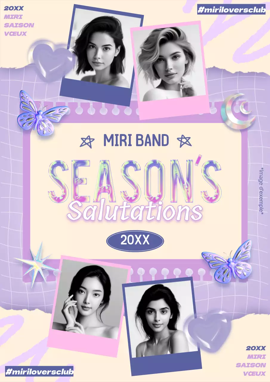 Annonce de vœux de saison tendance lilas et rose