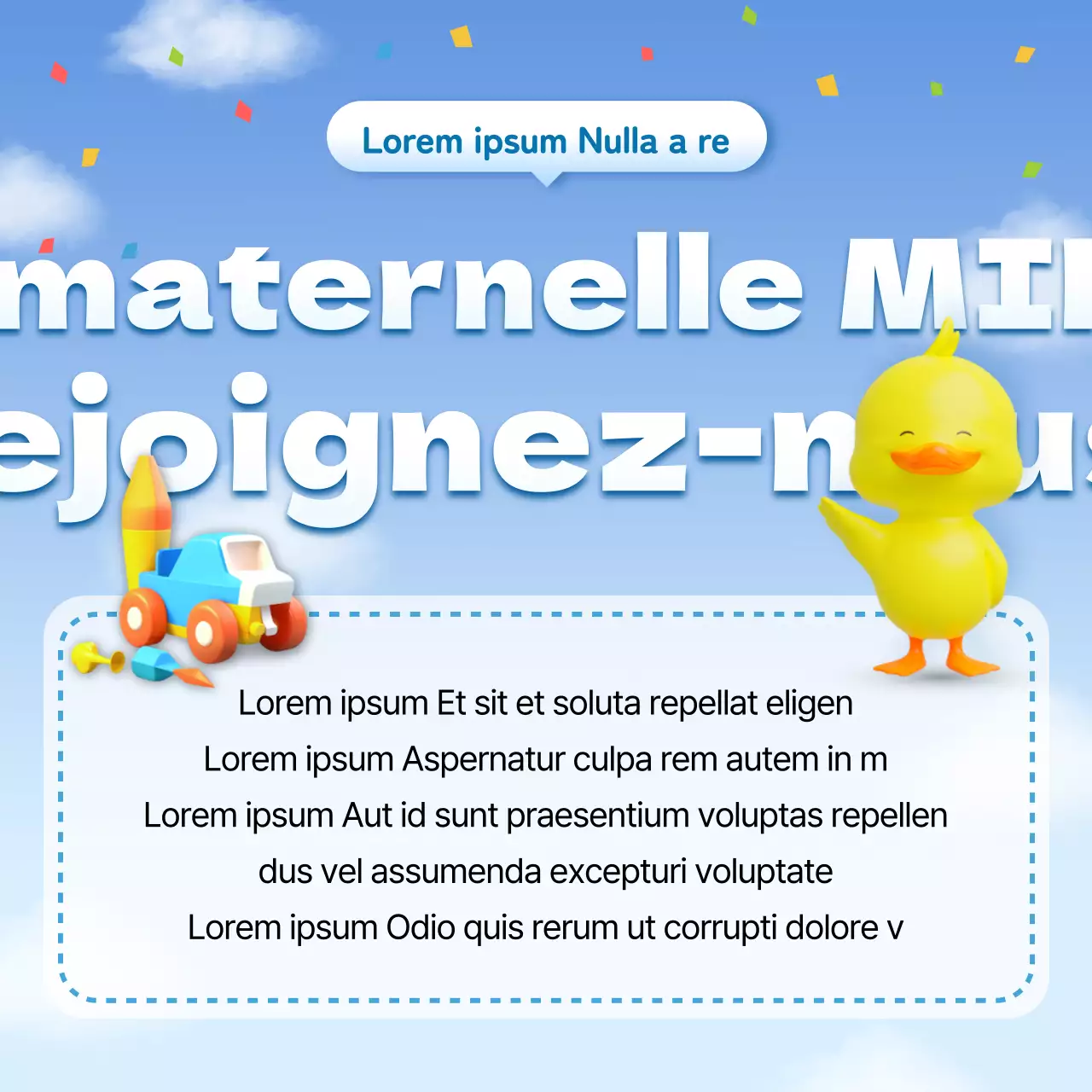 Un joli avis de recrutement bleu clair et blanc pour les écoles maternelles