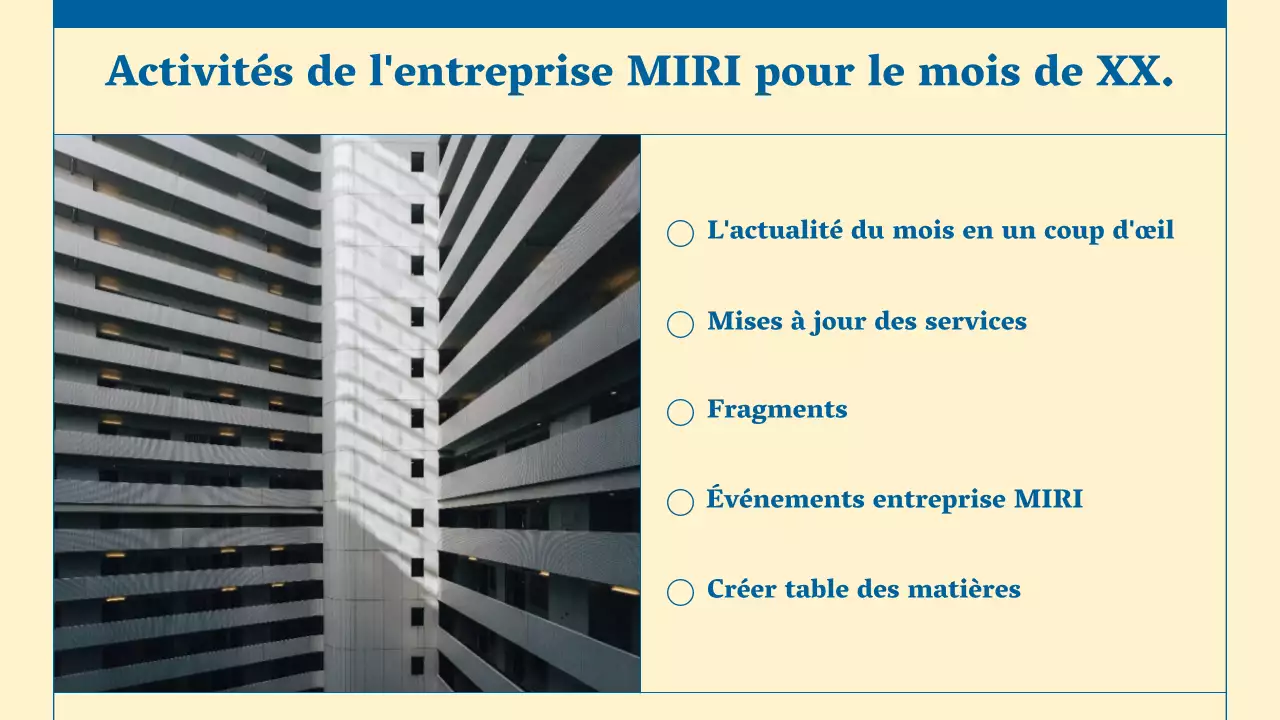 Lettre d'information minimaliste sur les services aux entreprises en beige et bleu