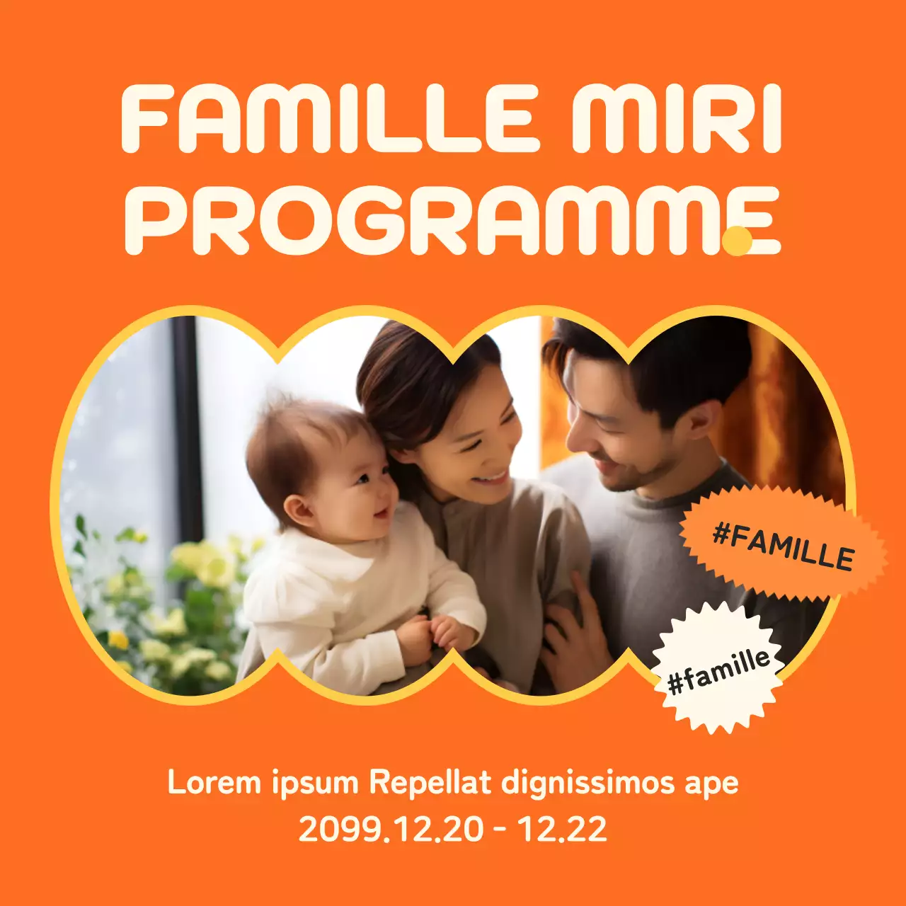 Promouvoir des annonces de programmes modernes en orange et jaune