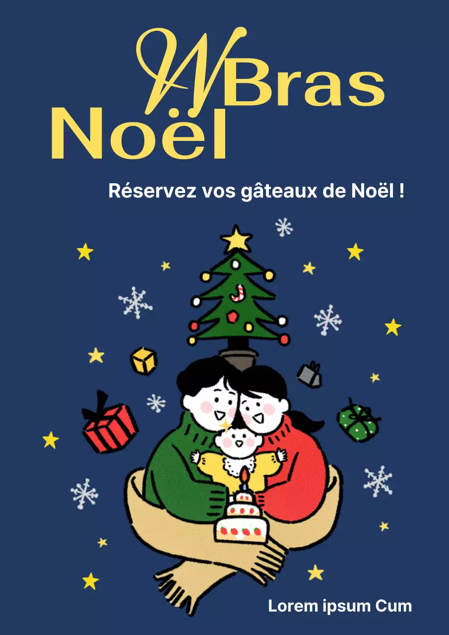 Annonce simple de réservation de gâteau de Noël en bleu marine et vert