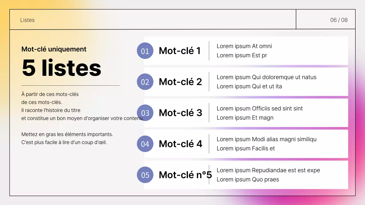 Rapports manuscrits simples et présentables en violet et jaune